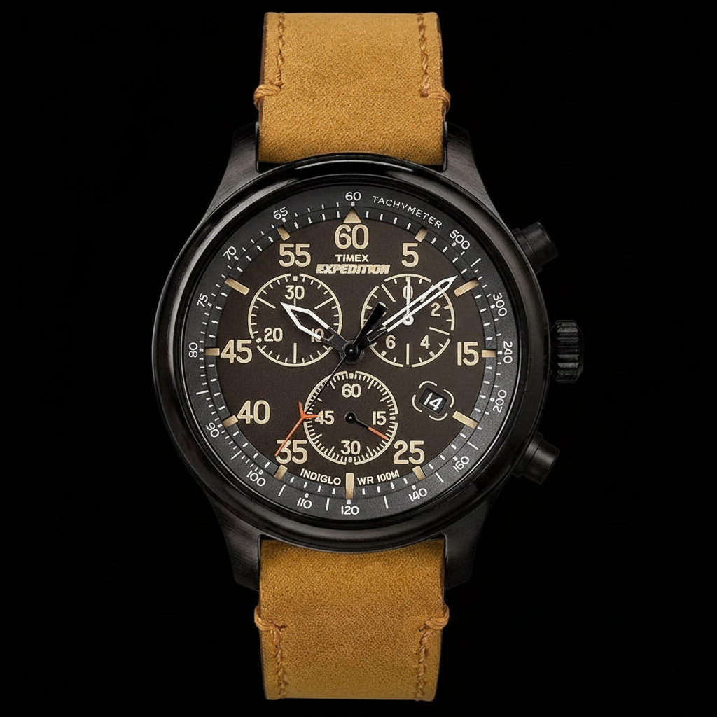 Timex Expedition Chronograph Watch on Black Background