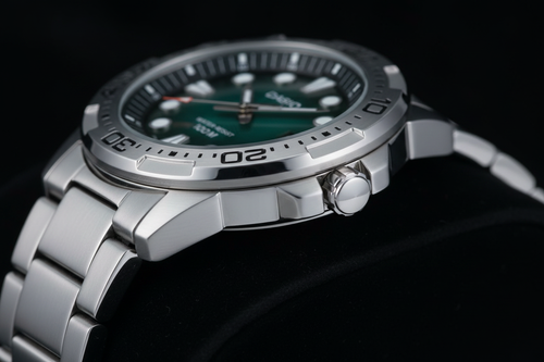 Casio MTP-140D-3A watch crown side profile professional photography