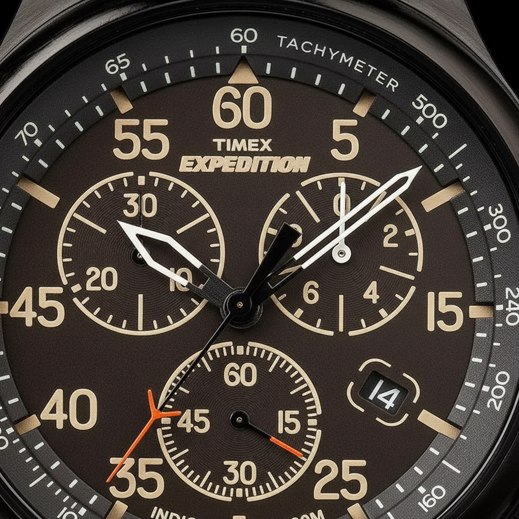 Timex Expedition Chronograph Watch Dial Close-Up