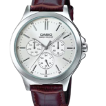 Casio Enticer MTP-V300L-7AUDF Men’s Analog Multifunction Watch – White Dial, Leather Strap